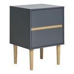 Table d'appoint 2 tiroirs bois gris foncé 40 x 35 x 55 cm