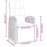 vidaXL Set de salle à manger de jardin 3 pièces avec coussins Noir Poly Rattan