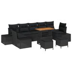 vidaXL Ensemble de Canapés de Jardin 10 Pièces avec Coussins en Rattan Poly Noir