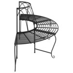 vidaXL Banc demi-circulaire tour d'arbre Ø159 cm Noir Acier