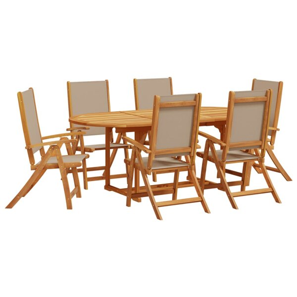 vidaXL Ensemble à manger de jardin 7Pièces bois d'acacia solide textilène