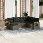 vidaXL Salon de jardin avec coussins 7 Pièces gris résine tressée