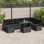 Ensemble de canapé de jardin de 9 pièces avec coussins noir en poly rotin