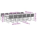 vidaXL Ensemble à manger de jardin 13 Pièces coussins noir résine tressée