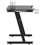 vidaXL Bureau de jeu à LED avec pieds en forme de Z Noir 90x60x75 cm