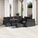Ensemble de Canapés de Jardin de 13 pièces avec Coussins Noirs en Rotin Synthétique Acacia