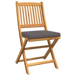 Chaises de jardin pliantes vidaXL avec coussin gris 2Pièces en bois d'acacia massif