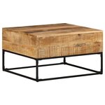 vidaXL Table basse 68x68x41 cm Bois de manguier brut