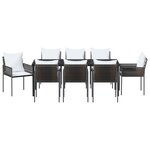 vidaXL Ensemble de salle à manger de jardin 9 pièces avec coussins Marron Poly Rattan