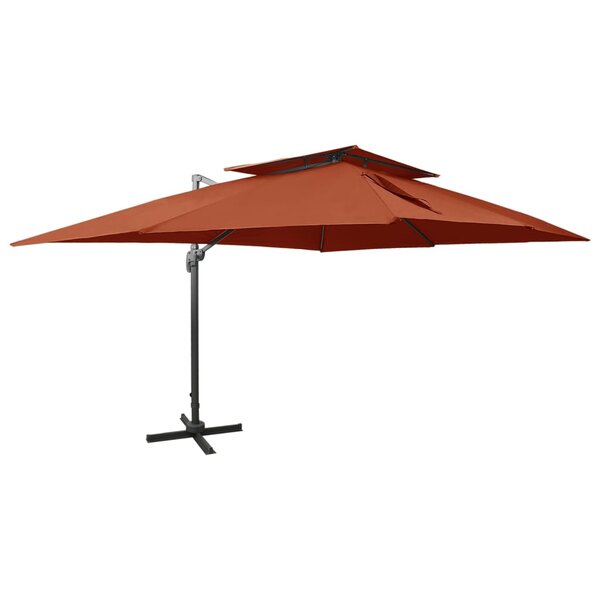 vidaXL Parasol déporté à double toit Terre cuite 400x300 cm