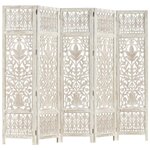 vidaXL Cloison de séparation 5 panneaux Blanc 200x165 cm Bois manguier