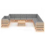 Salon de jardin meuble d'extérieur ensemble de mobilier 12 pièces avec coussins bois de pin massif 02_0015551