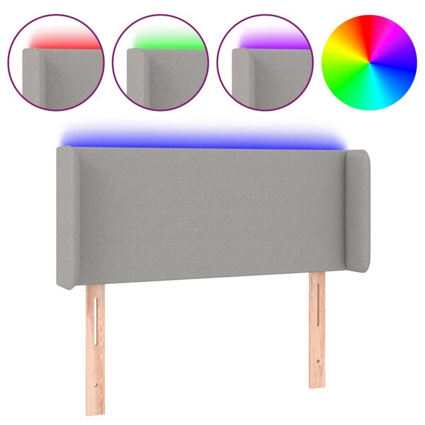 vidaXL Tête de lit à LED Gris clair 103x16x78/88 cm Tissu