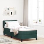 Lit à ressort vidaXL avec matelas vert foncé 80x200 cm en velours