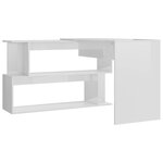vidaXL Bureau d'angle Blanc brillant 200x50x76 cm Bois d’ingénierie