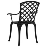 Ensemble de bistro jardin meuble extérieur terrasse 3 pièces aluminium coulé noir 02_0013510