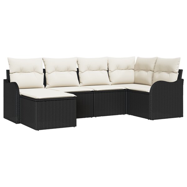 vidaXL Ensemble de Canapé de Jardin 6 Pièces avec Coussins Rattan Poly Noir