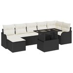 Ensemble de canapé de jardin 8 pièces Noir en poly rattan