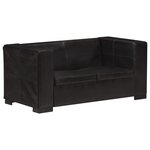 vidaXL Canapé à 2 places Noir Cuir véritable