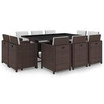 vidaXL Ensemble à manger d'extérieur et coussins 11 Pièces résine tressée