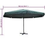 vidaXL Parasol vert aluminium 500 cm