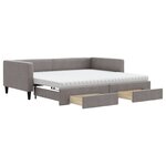 vidaXL Lit de jour avec gigogne et tiroirs taupe 100x200 cm tissu