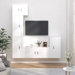 vidaXL Ensemble de meubles TV 5 Pièces Blanc brillant Bois d'ingénierie