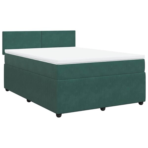 vidaXL Sommier à lattes de lit et matelas Vert foncé 140x190cm Velours