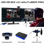 Subsonic Raiden - Pack accessoires de streaming gamers et youtubers, boitier de capture vidéo Full HD, micro, caméra HD