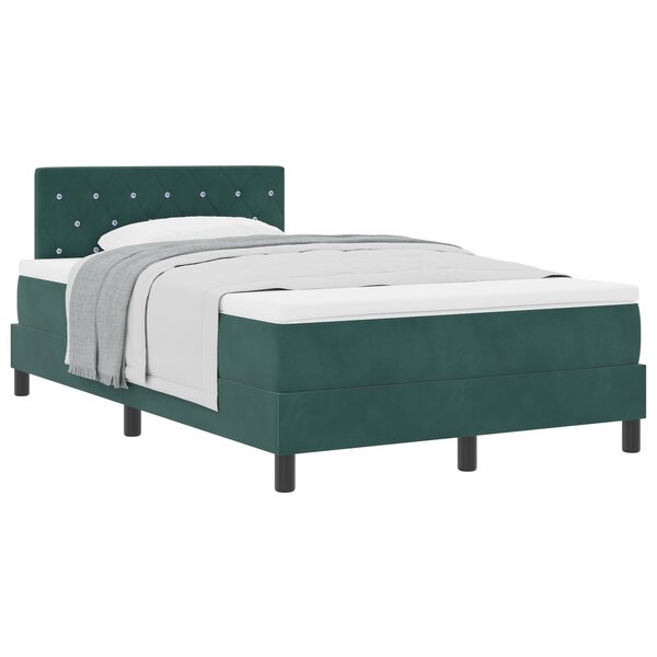 Lit à ressorts vidaXL avec matelas vert foncé 120x200 cm en velours