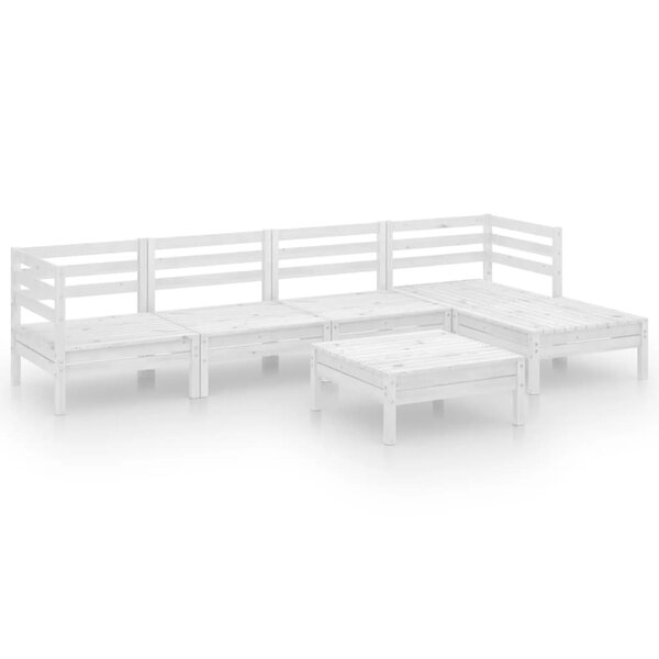 Salon de jardin meuble d'extérieur ensemble de mobilier 6 pièces bois de pin massif blanc 02_0017007