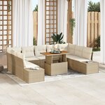 vidaXL Ensemble de salle à manger de jardin de 10 pièces avec coussins en beige  poly rotin et acacia