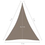 vidaXL Voile de parasol tissu oxford triangulaire 5x7x7 m taupe