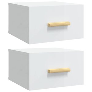 vidaXL Tables de chevet murales 2 Pièces blanc brillant 35x35x20 cm