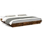 vidaXL Cadre de lit et lumières LED sans matelas chêne fumé 200x200 cm