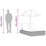 vidaXL Chaise longue double et coussins et parasol gris résine tressée