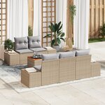vidaXL Ensemble de canapé de jardin de 6 pièces avec coussins beige en rattan poly acacia