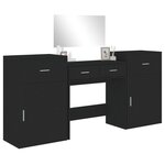 vidaXL Ensemble de coiffeuse 4 Pièces noir bois d'ingénierie