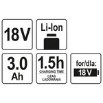 Yato batterie li-ion 3 0ah 18v