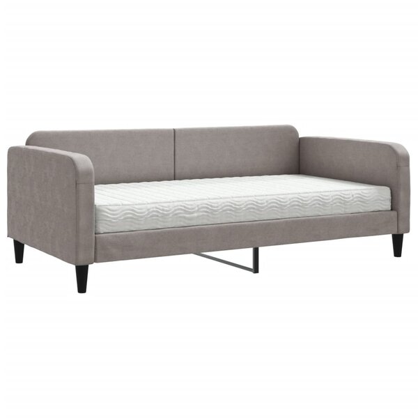 vidaXL Lit de jour avec matelas taupe 100x200 cm tissu