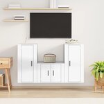 vidaXL Ensemble de meubles TV 3 Pièces Blanc brillant Bois d'ingénierie