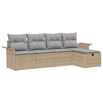 vidaXL Ensemble de canapés de jardin 5 pièces avec coussins Beige Poly Rattan