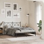 vidaXL Cadre de lit métal sans matelas avec tête de lit noir 135x190cm