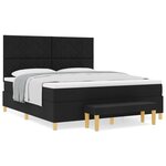 vidaXL Lit à ressorts avec matelas et banc noir 180x200 cm tissu
