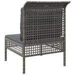 vidaXL Canapé central de jardin avec coussin Gris Résine tressée