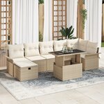 vidaXL Ensemble de canapés de jardin 8 pièces avec coussins Beige Poly Rotin