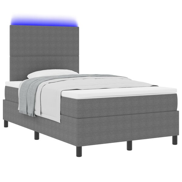 vidaXL Lit à ressorts avec matelas & LED gris clair 120x200 cm en velours côtelé