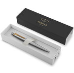 PARKER Jotter Stylo bille  acier  recharge bleue pointe moyenne  Coffret cadeau