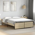 vidaXL Cadre de lit chêne sonoma 135x190 cm bois d'ingénierie et métal