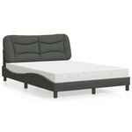 vidaXL Lit avec matelas gris foncé 140x200 cm tissu